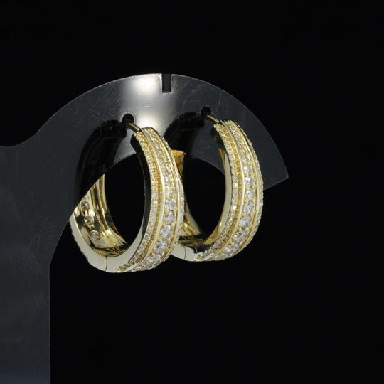 Round Moissanite Diamond Hip Hop Huggie Hoop Unisex Earring