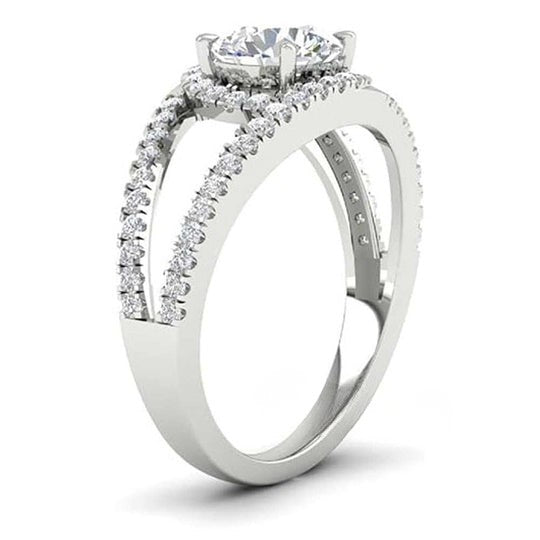 1.70ct Hidden Halo Round Cut Moissanite Diamond Engagement Ring