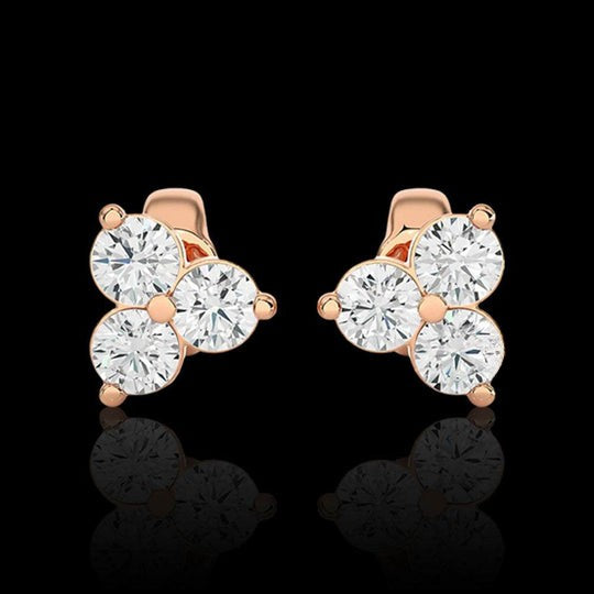 0.50ct Three Stone Moissanite Stud Earrings For Women