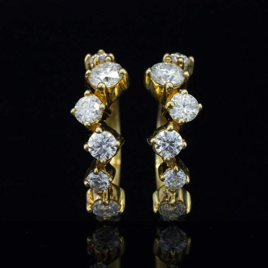 0.80ct Round Cut Moissanite Hoop Earrings For Women