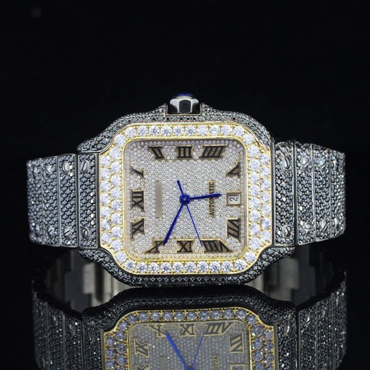 Cartier Fully iced Out Moissanite Watch Jet Black Automatic