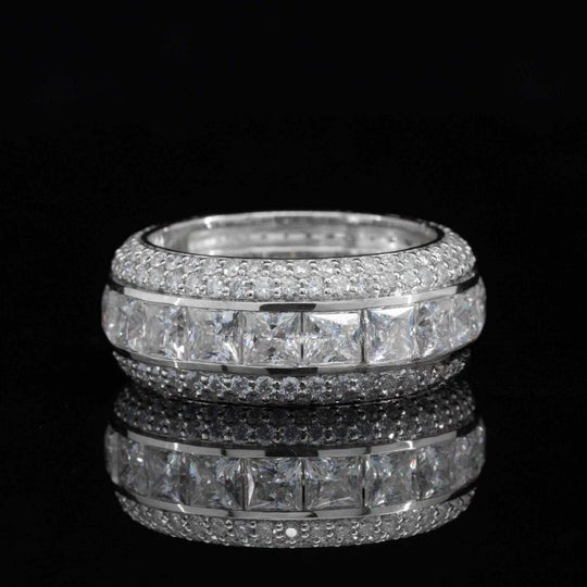 10ct Round and Princess Cut Moissanite Diamond Full Eternity Ring For Men