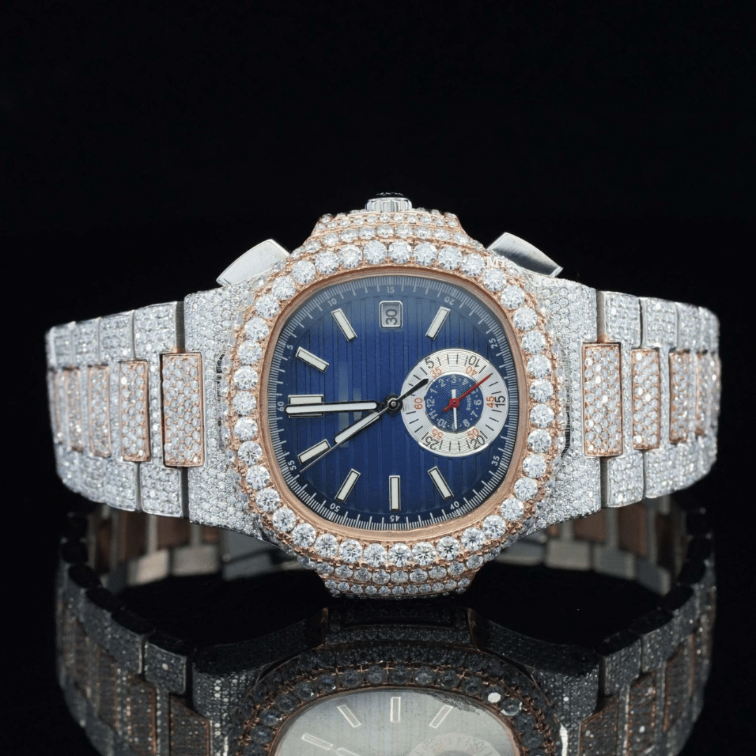 Two Tone Moissanite Watch And Automatic Wrist Business Style Watch