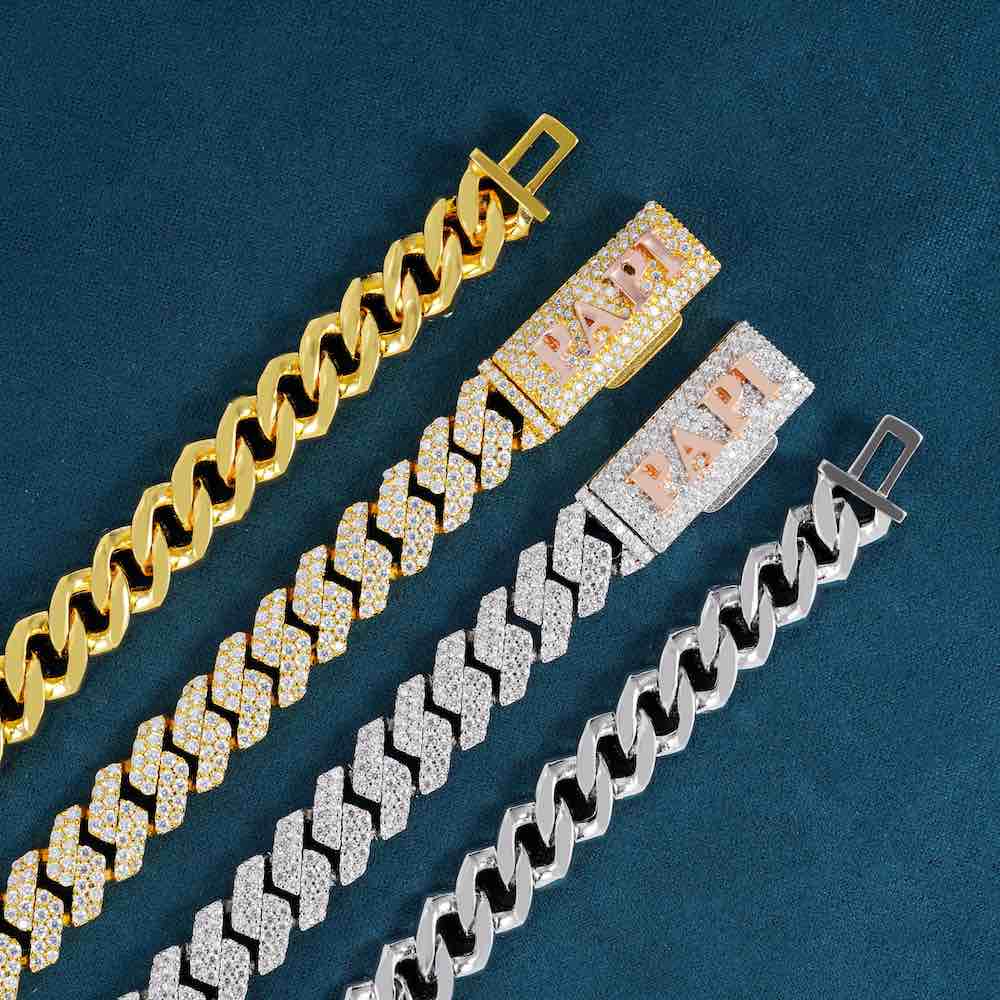 CUSTOM CLASP 2-Row 10MM Moissanite Cuban Link Chain 14K Gold