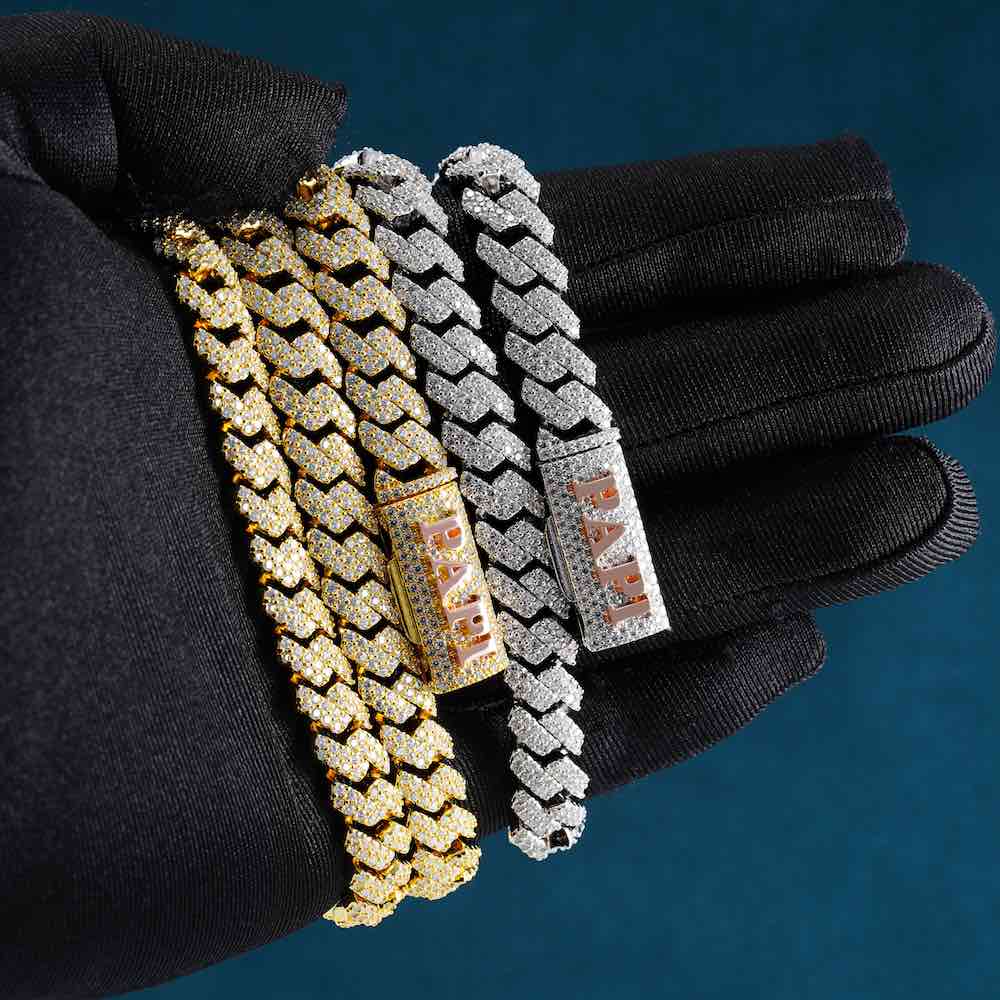 CUSTOM CLASP 2-Row 10MM Moissanite Cuban Link Chain 14K Gold