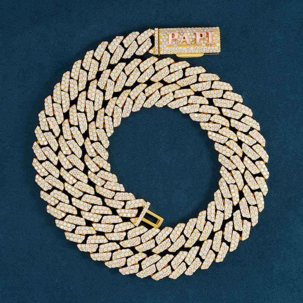 CUSTOM CLASP 2-Row 10MM Moissanite Cuban Link Chain 14K Gold