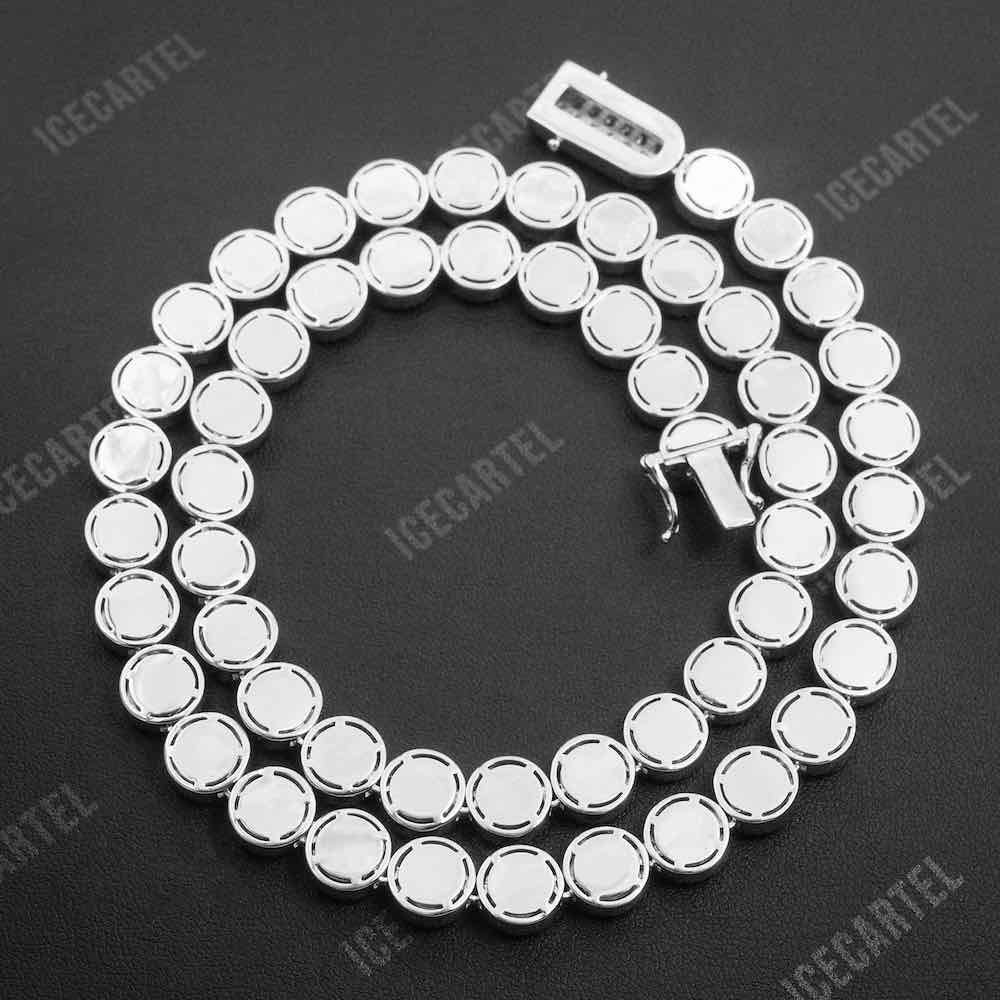 10MM Iced Out Bezel Set Tennis Chain 14K Gold