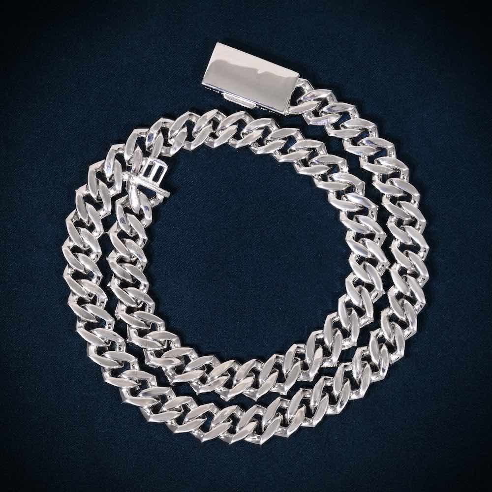 10MM Round Cut Moissanite Cuban Link Chain 14K Gold