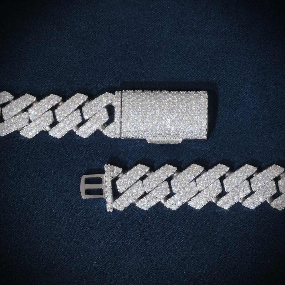 10MM Round Cut Moissanite Cuban Link Chain 14K Gold