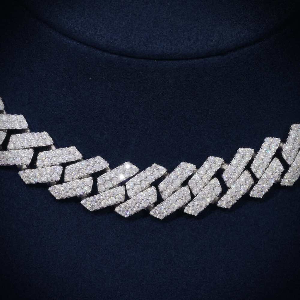 10MM Round Cut Moissanite Cuban Link Chain 14K Gold