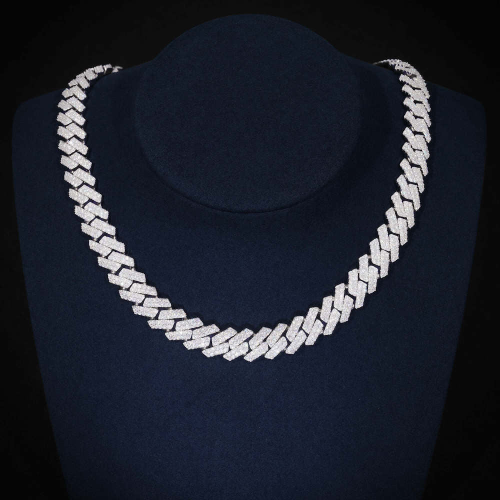 10MM Round Cut Moissanite Cuban Link Chain 14K Gold