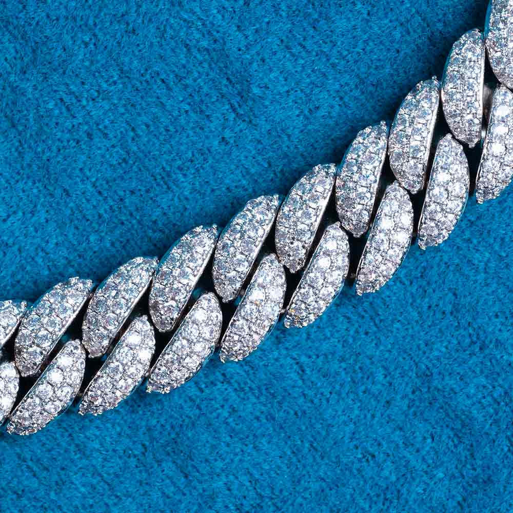 10MM Moissanite Prong Miami Cuban Link Chain 14K Gold