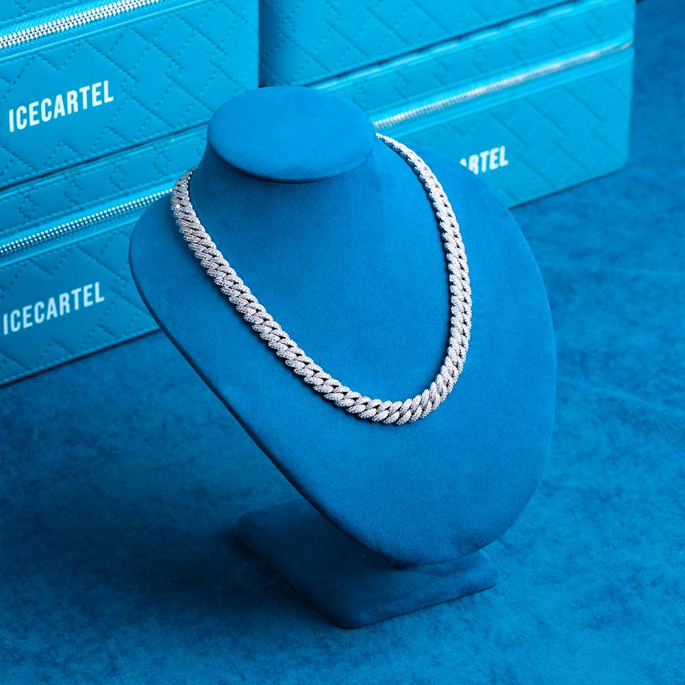 10MM Moissanite Prong Miami Cuban Link Chain 14K Gold