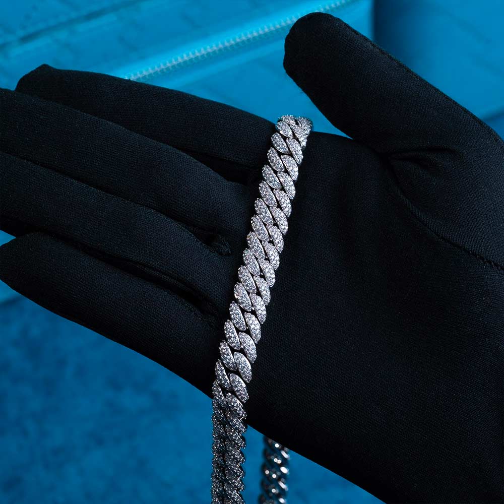 10MM Moissanite Prong Miami Cuban Link Chain 14K Gold