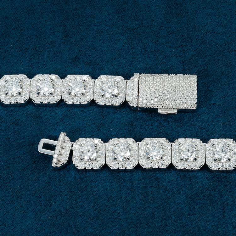 10MM Moissanite Clustered Tennis Chain 14K Gold