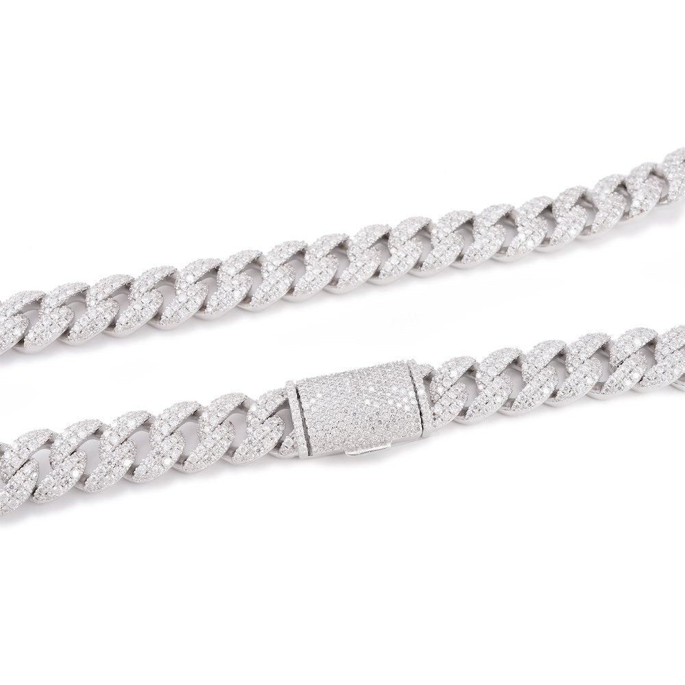 12MM 2-Row Diamond Miami Cuban Chain 14K Solid Gold