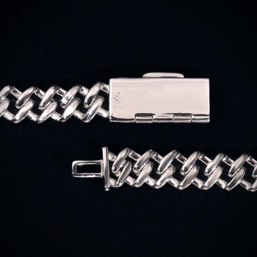 2-Row 12MM Moissanite Prong Cuban Link Chain 14K Gold