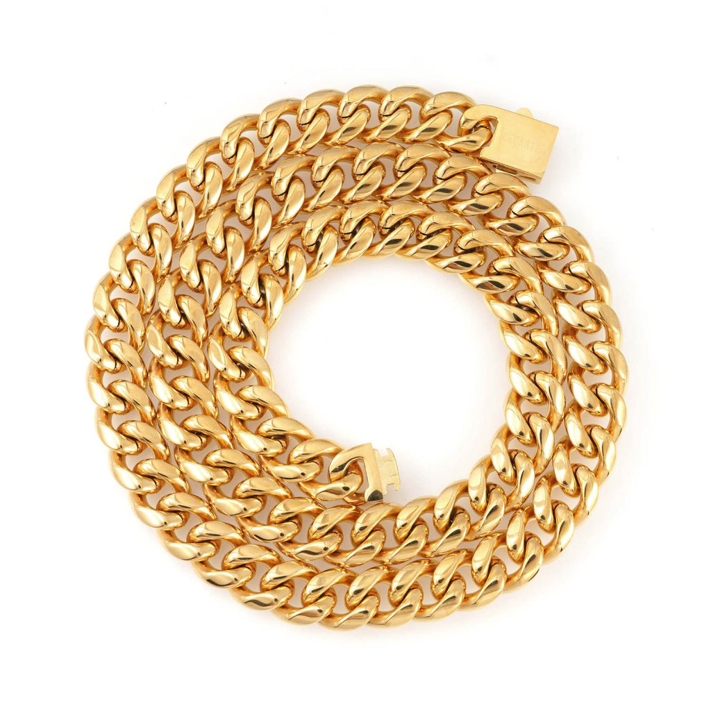 12MM Cuban Link Chain 14K Gold