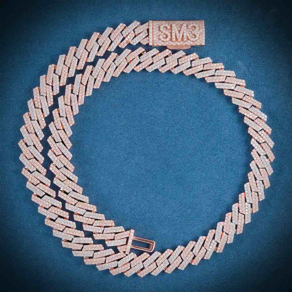 12MM Custom Clasp Two-Tone Cuban Link Chain 14K Gol