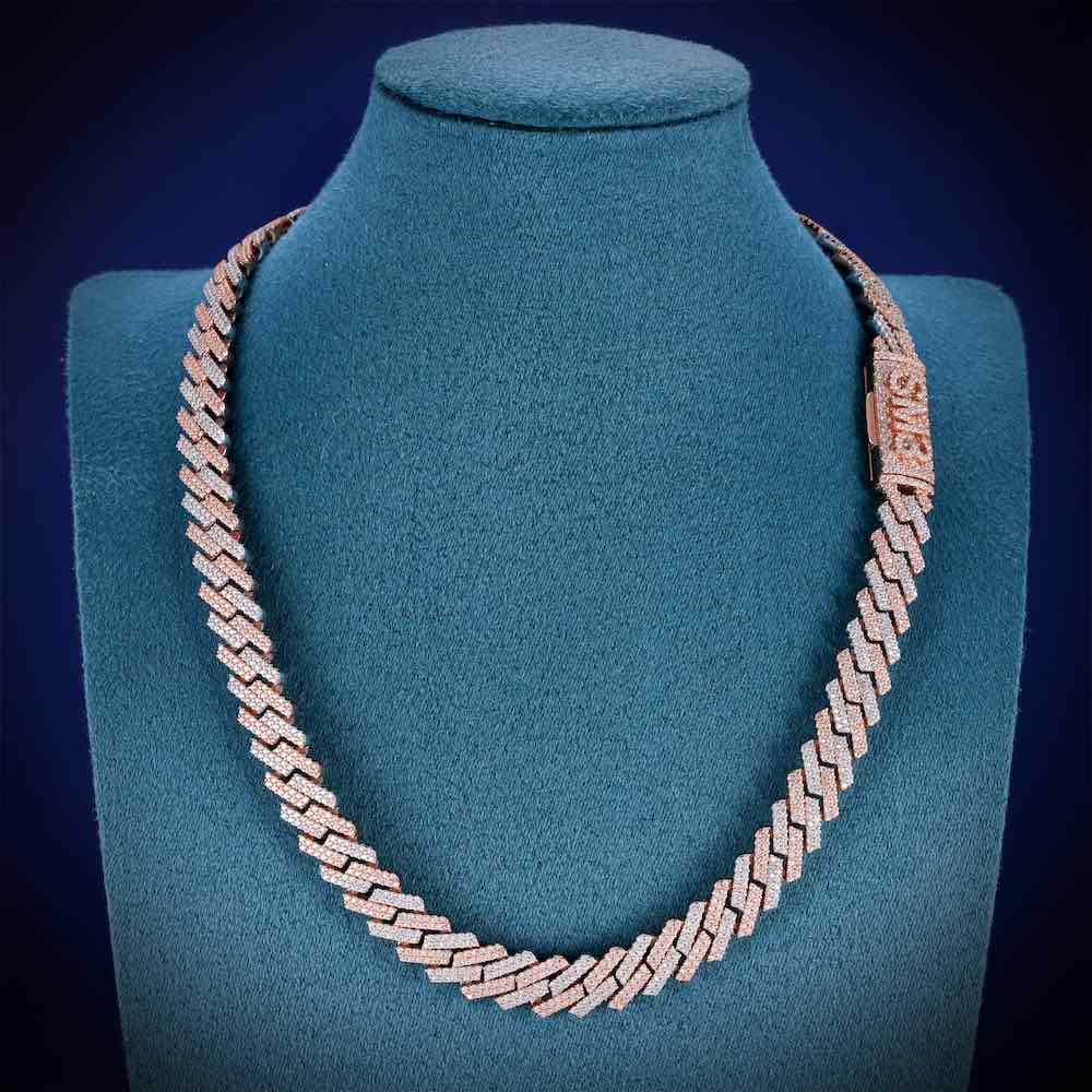 12MM Custom Clasp Two-Tone Cuban Link Chain 14K Gold