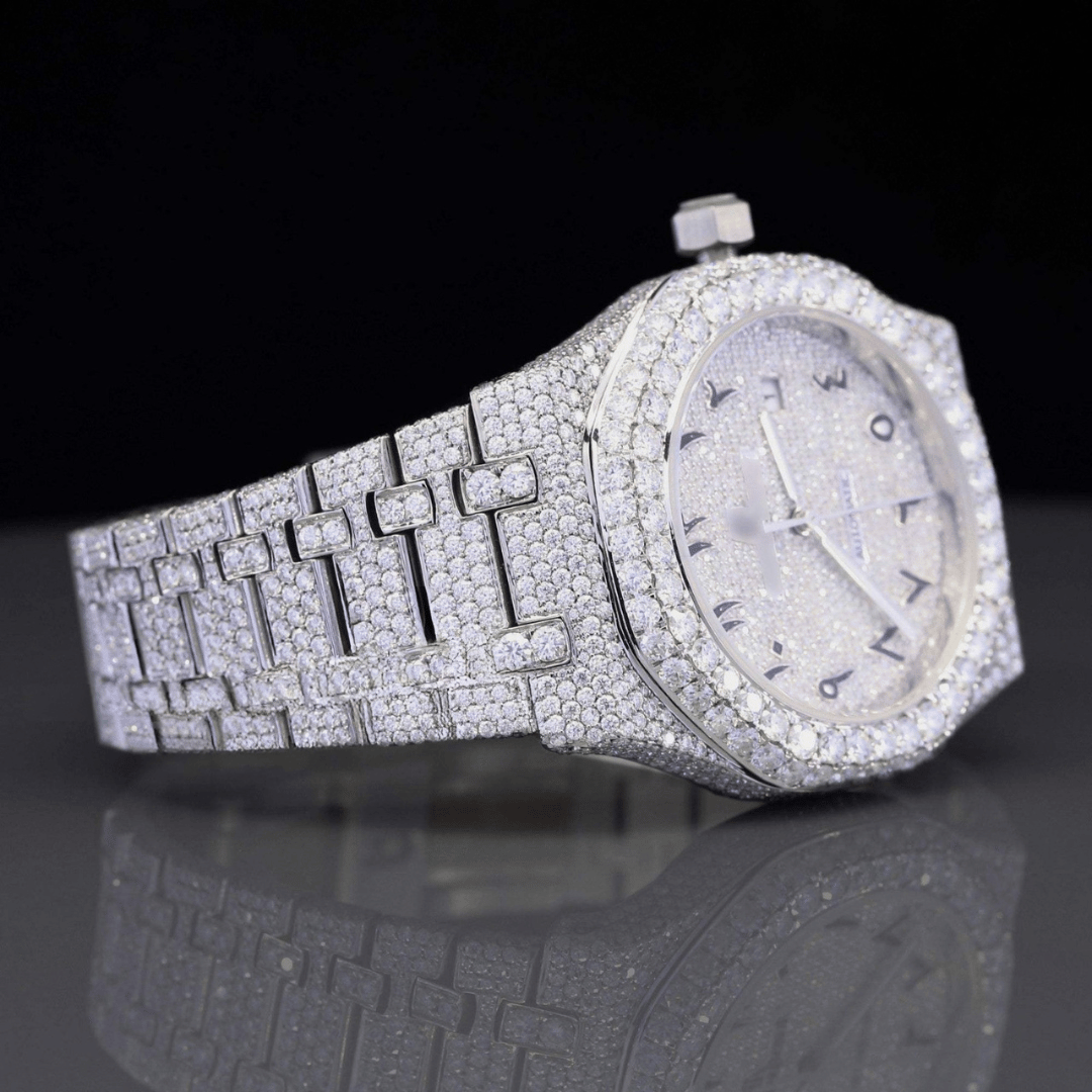 Moissanite AP Diamond Arabian Number Iced Out Bust Down Automatic Watch