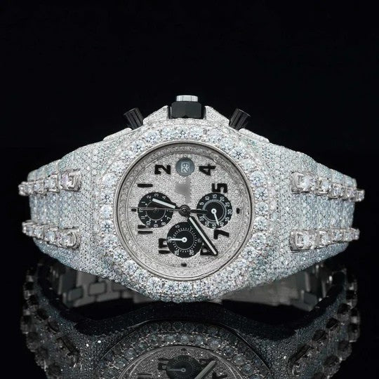 AP Uniquely Crafted Two Tone Fully Iced Out Automatic Moissanite Watch For Men