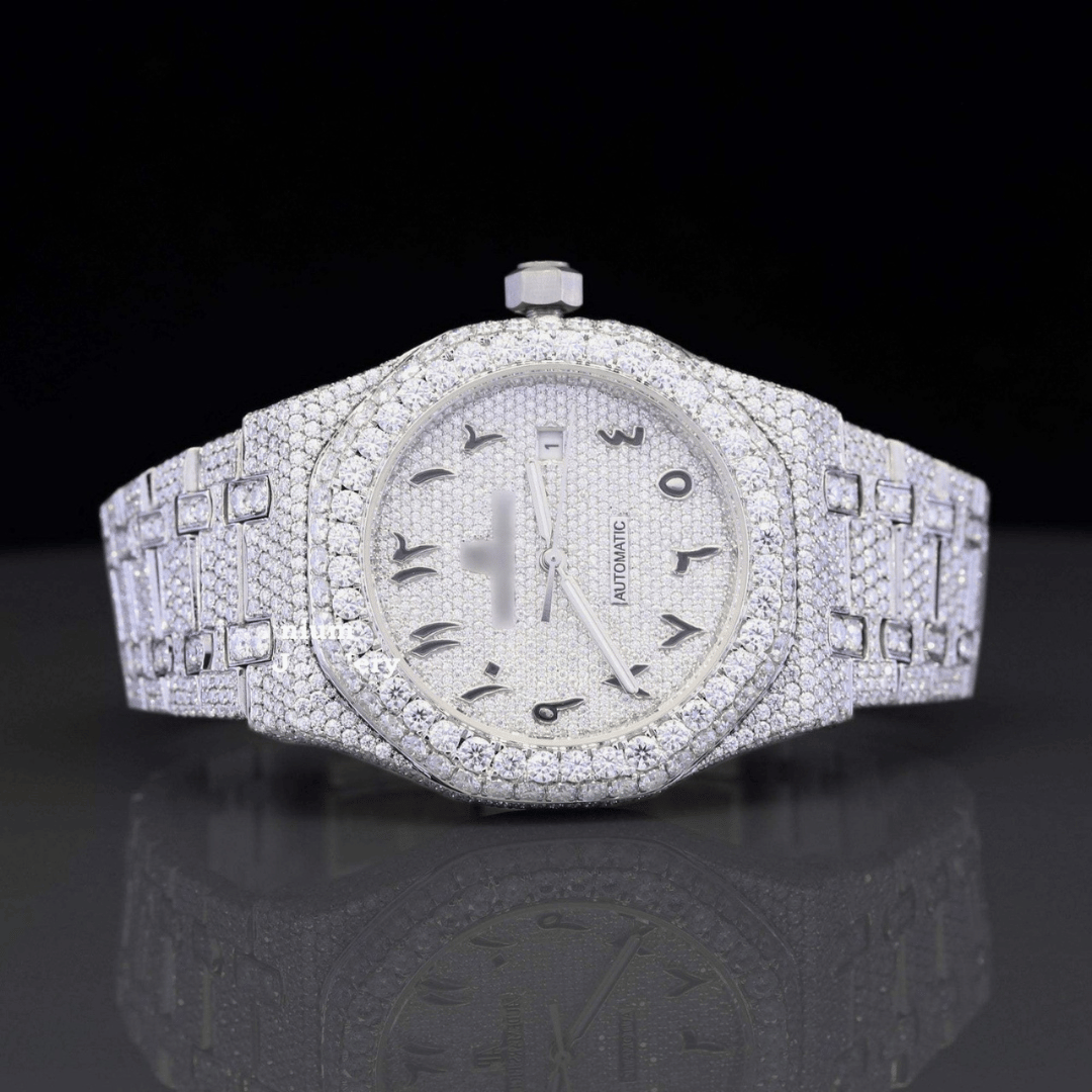 Moissanite AP Diamond Arabian Number Iced Out Bust Down Automatic Watch