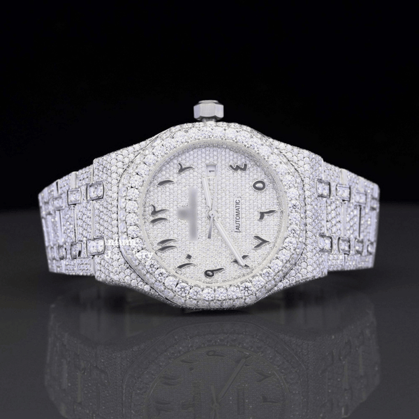 Moissanite AP Diamond Arabian Number Iced Out Bust Down Automatic Watch