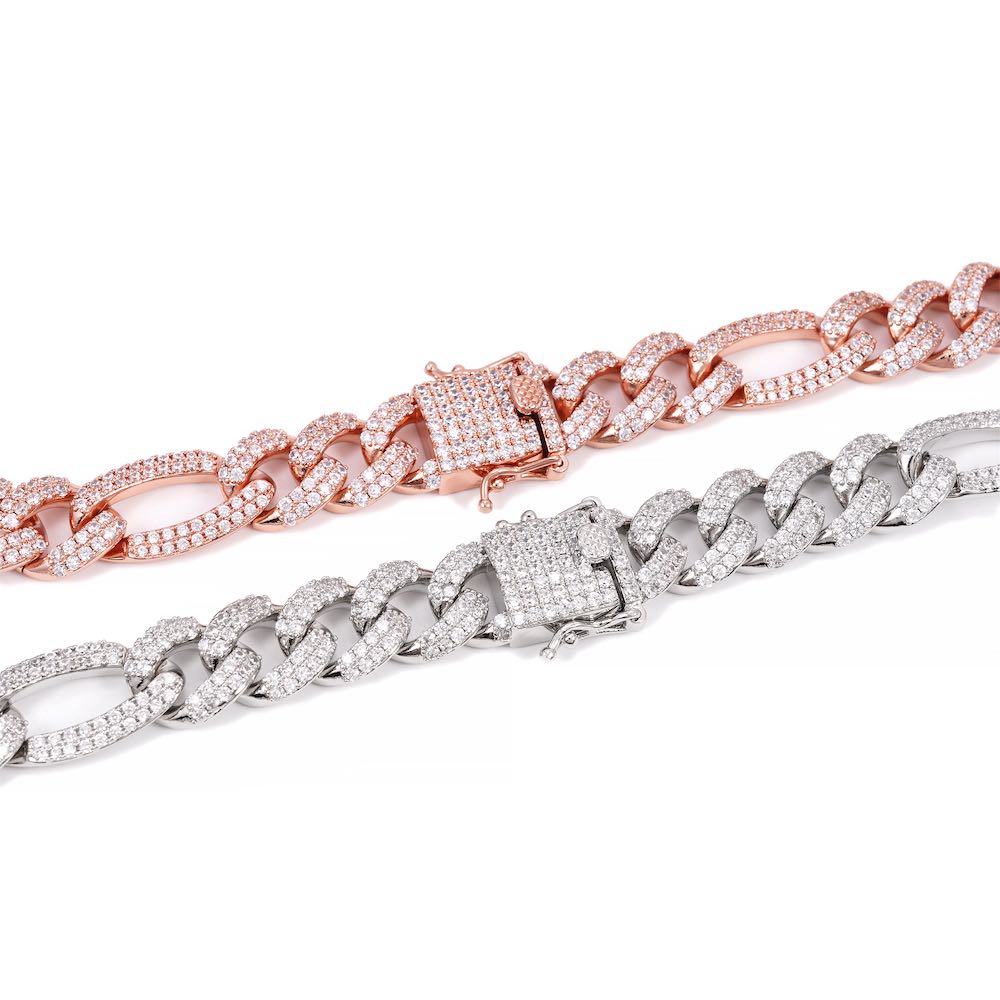 14MM Diamond Figaro Chain 14K