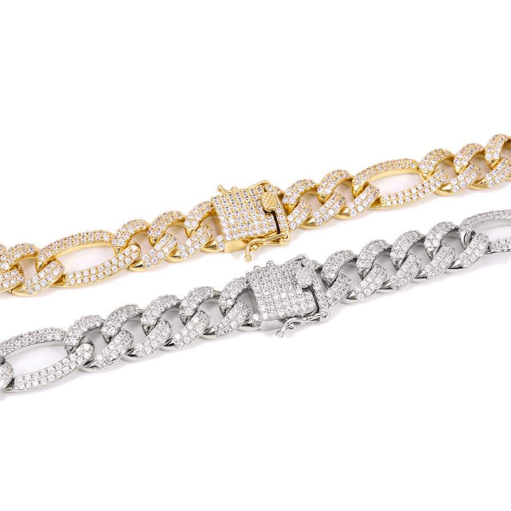 14MM Diamond Figaro Chain 14K