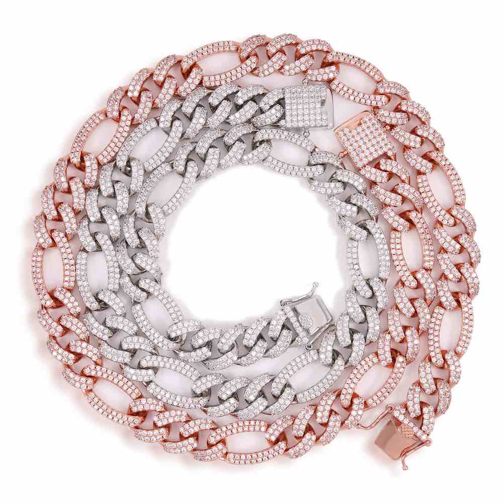 14MM Diamond Figaro Chain 14K