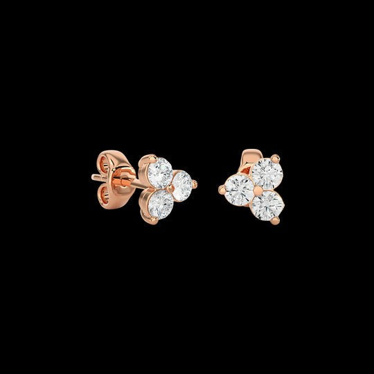 0.50ct Three Stone Moissanite Stud Earrings For Women