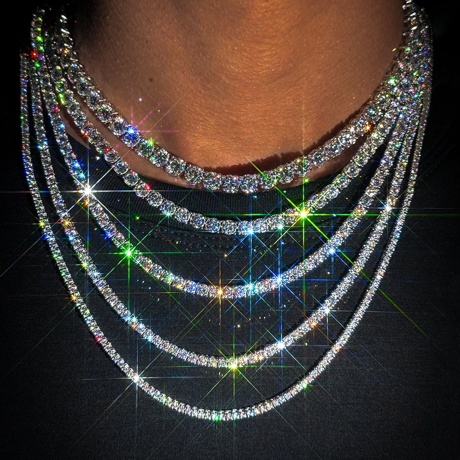 S925 Silver Moissanite Tennis Chain 14K Gold
