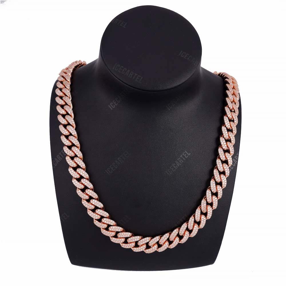 14MM 2-Row Diamond Cuban Link Chain 14K Solid Gold