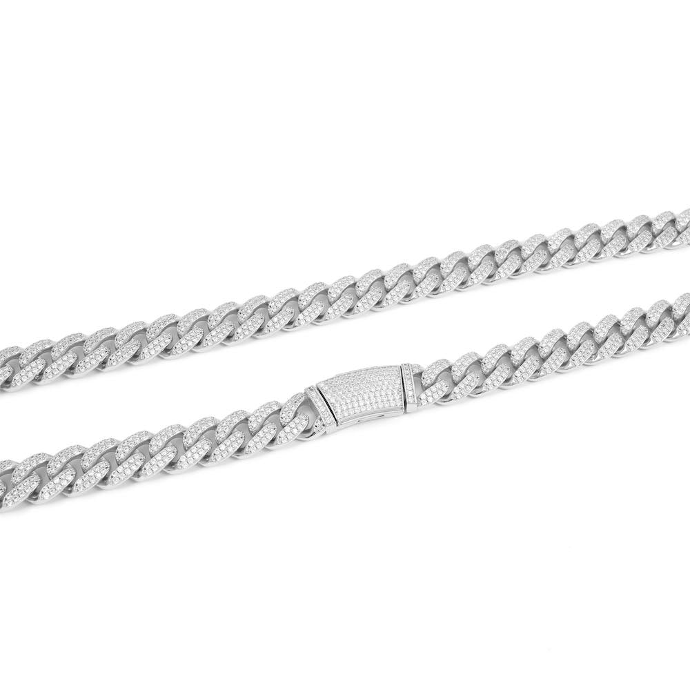 14MM 2-Row Diamond Cuban Link Chain 14K Solid Gold
