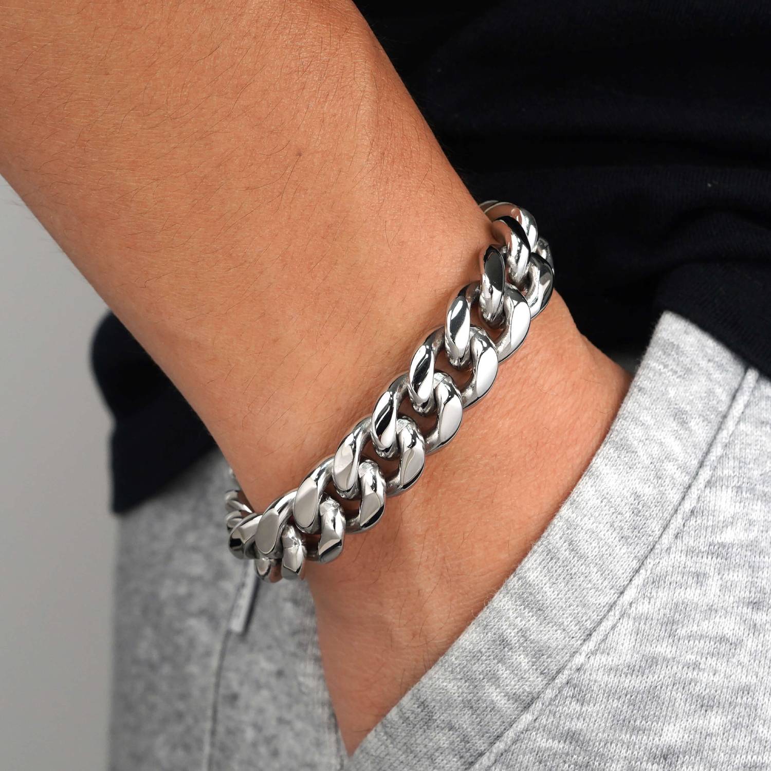 14MM Cuban Link Bracelet Silver