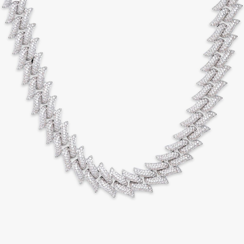 14MM Iced Out Spiked Cuban Link Chain 14K Gold