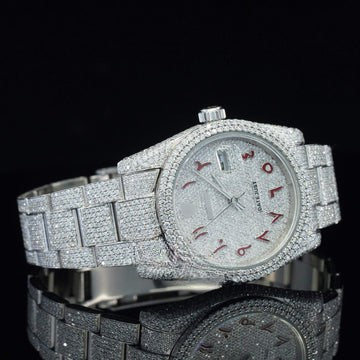 Stylish RLX  Marvelous Iced Out White Dial Moissanite Watch