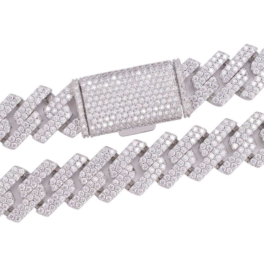 15MM 2-Row Diamond Cuban Chain 14K Solid Gold