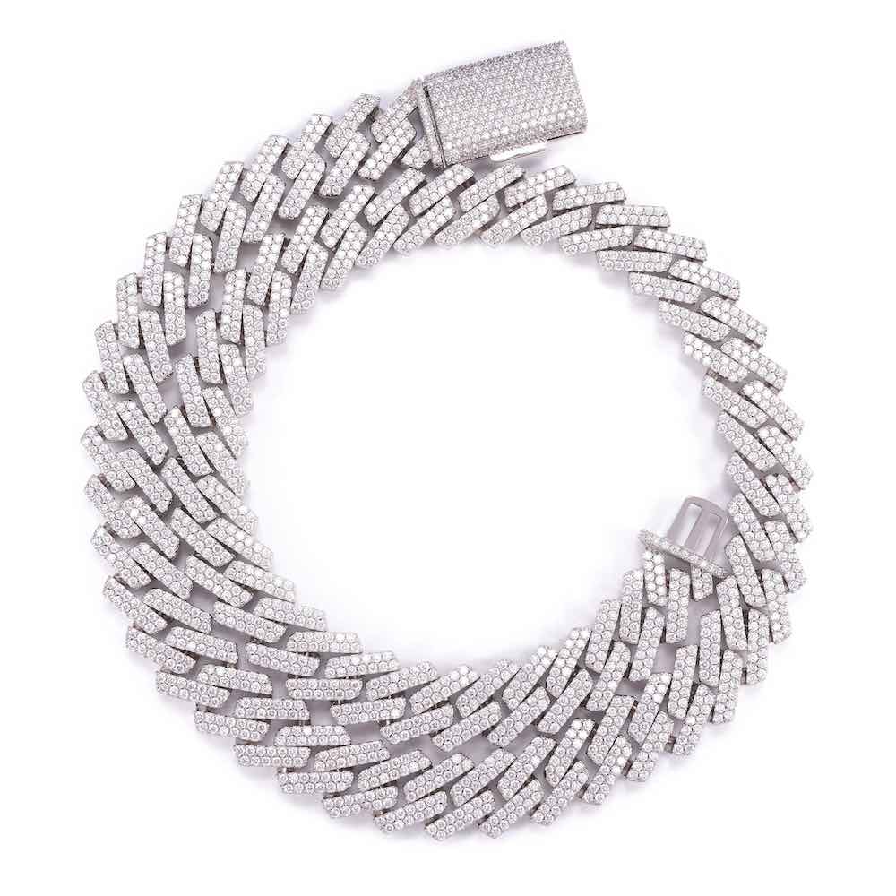 15MM 2-Row Diamond Cuban Chain 14K Solid Gold