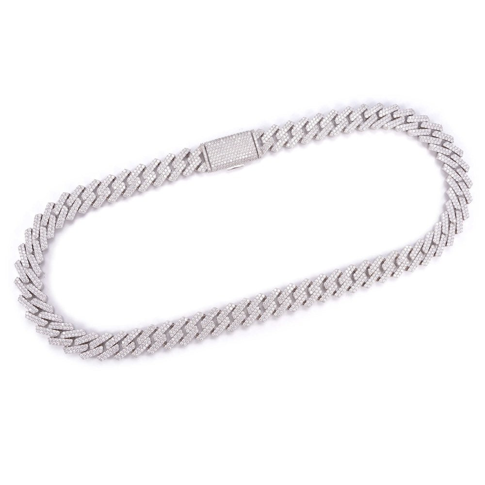 15MM 2-Row Diamond Cuban Chain 14K Solid Gold