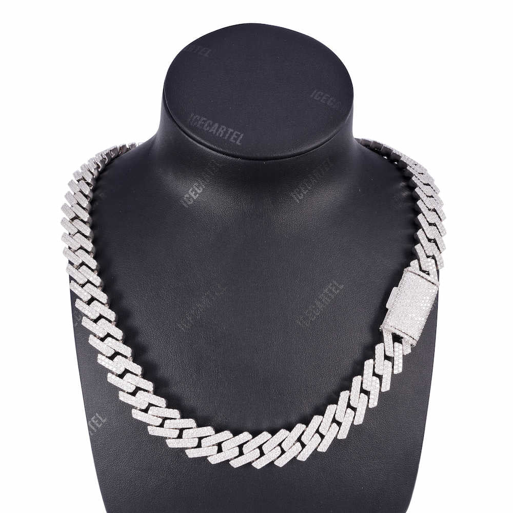 15MM 2-Row Diamond Cuban Chain 14K Solid Gold