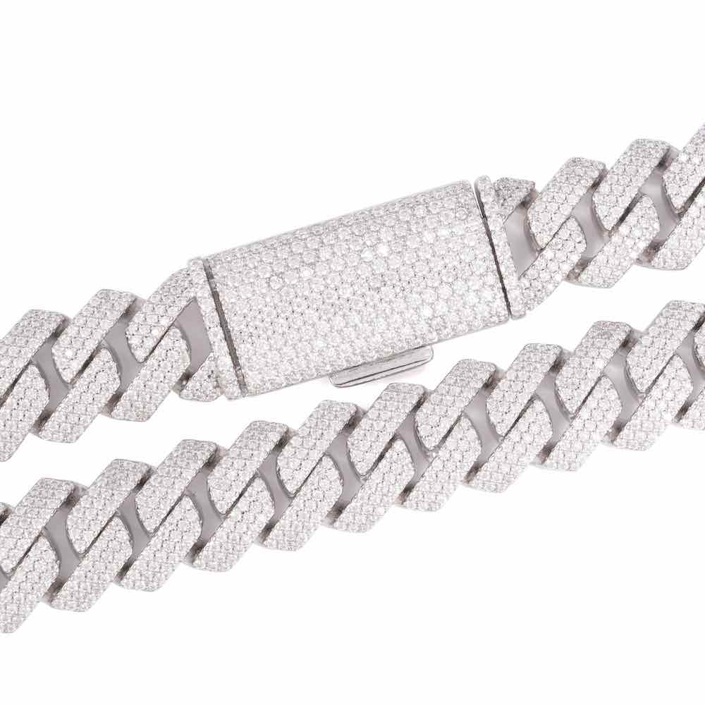 15MM 3-Row Diamond Cuban Chain 14K Solid Gold