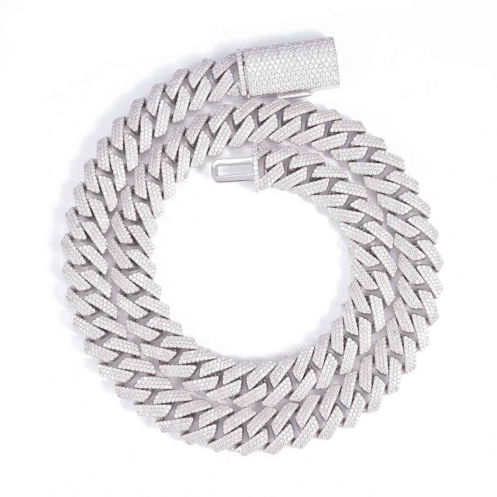 15MM 3-Row Diamond Cuban Chain 14K Solid Gold