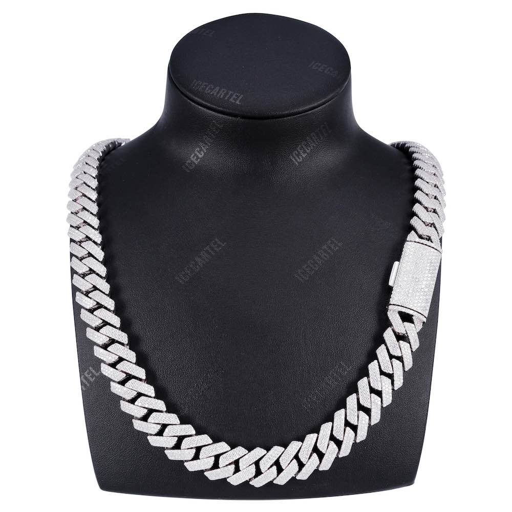 15MM 3-Row Diamond Cuban Chain 14K Solid Gold