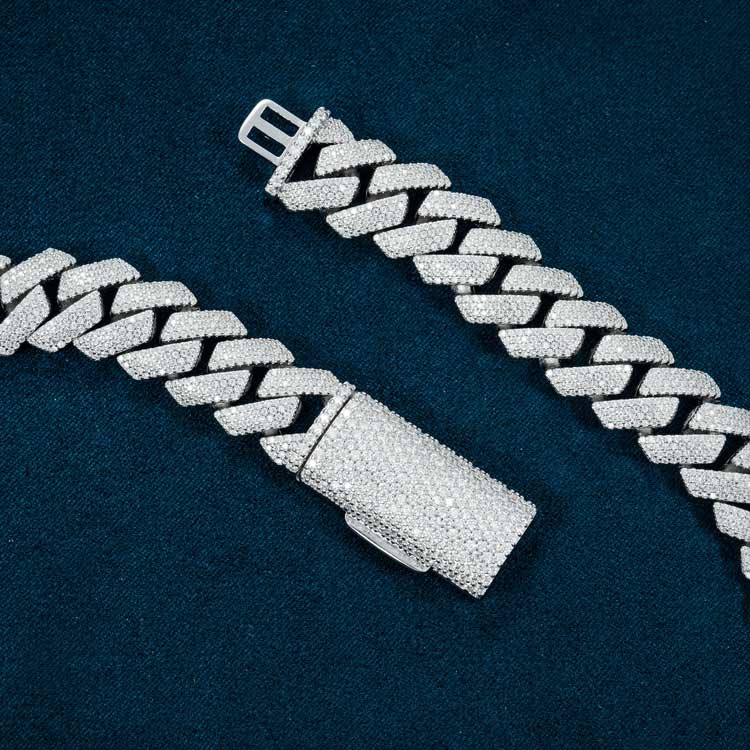 4-Row 15MM Moissanite Cuban Link Chain 14K Gold