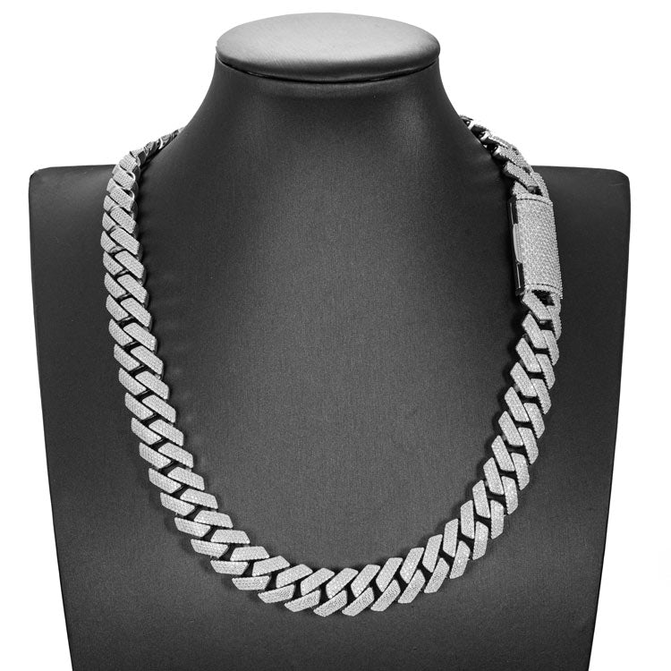 4-Row 15MM Moissanite Cuban Link Chain 14K Gold