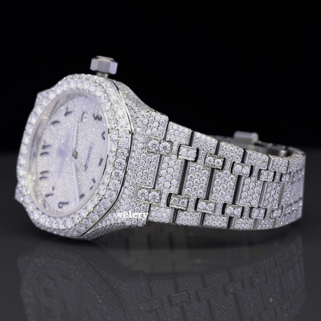 Moissanite AP Diamond Arabian Number Iced Out Bust Down Automatic Watch