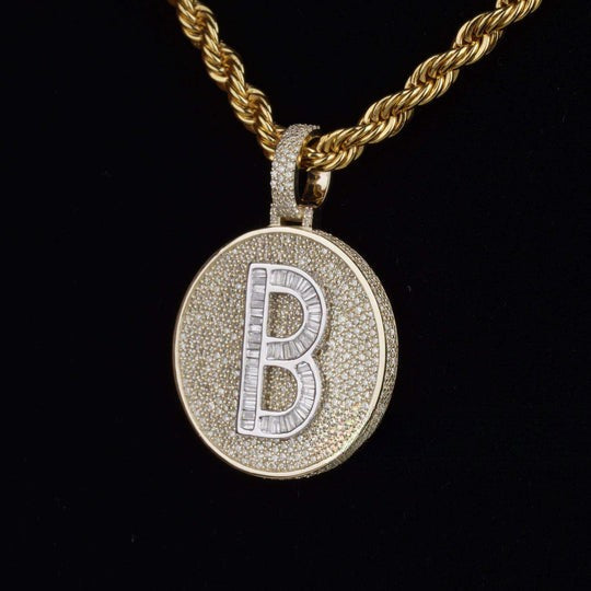 Custom Casual B Initial Moissanite Diamond Bust Down Hip Hop Pendant