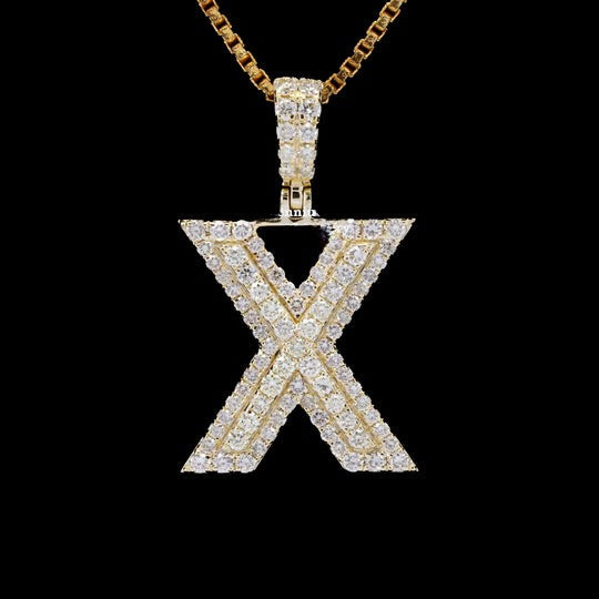 Custom X Initial Moissanite Diamond Totally Iced Out Hip Hop Pendant